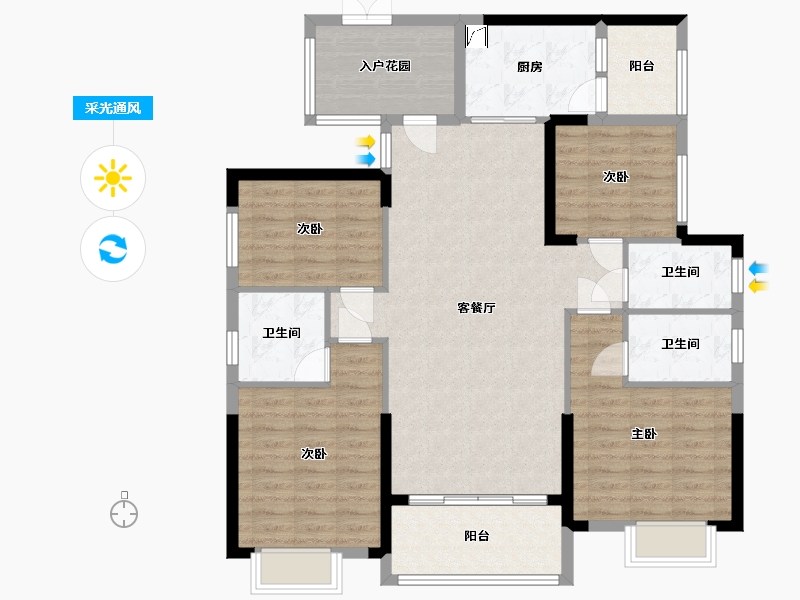 广东省-云浮市-筠州华府-116.25-户型库-采光通风