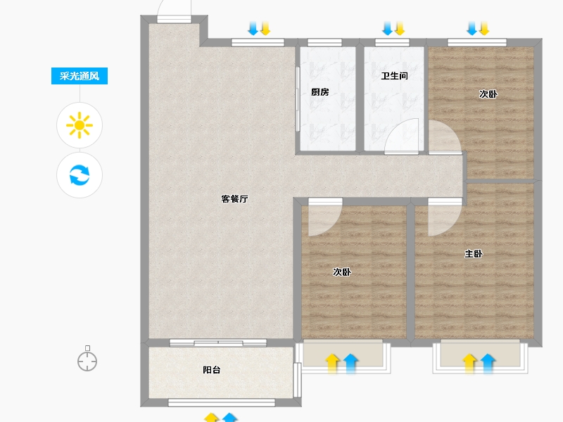 山东省-淄博市-东方紫郡-115.01-户型库-采光通风