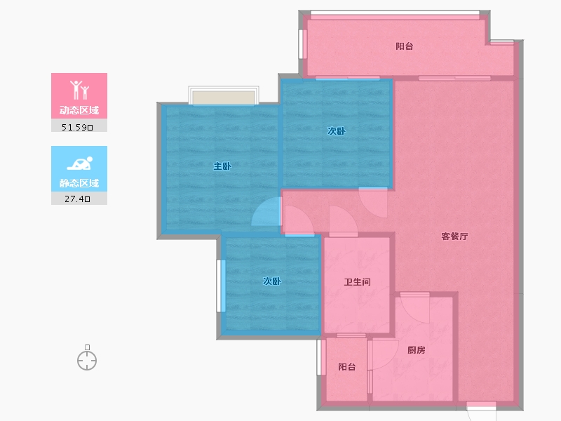 重庆-重庆市-中建·瑜和城-71.88-户型库-动静分区