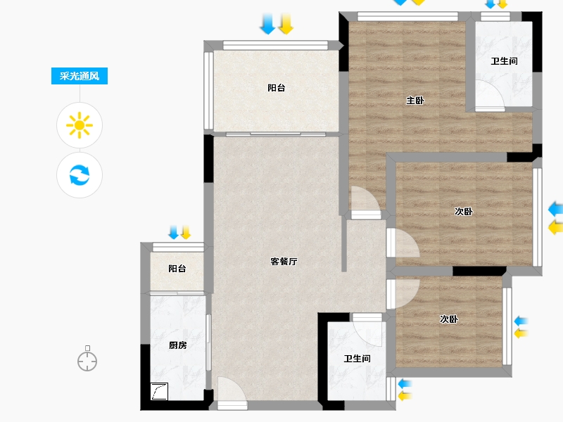 四川省-成都市-空港陆号-78.17-户型库-采光通风