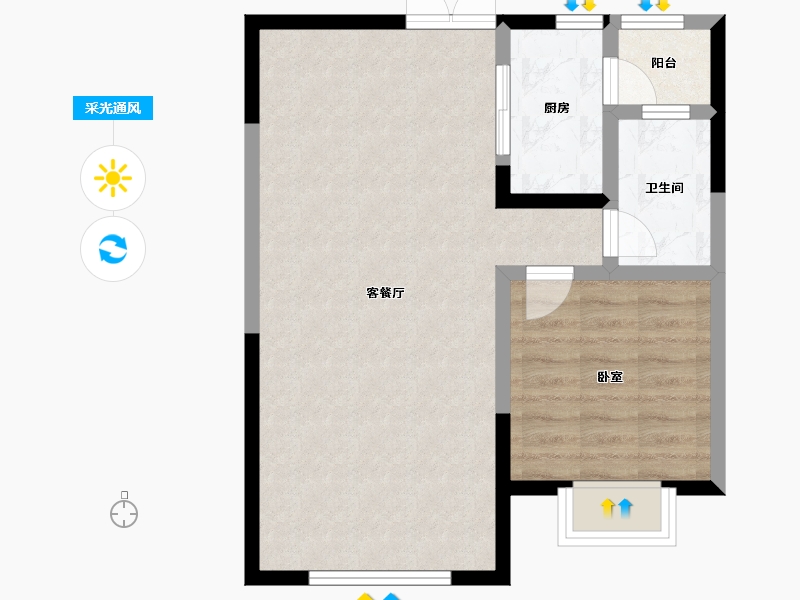 陕西省-安康市-中元北城中央-60.30-户型库-采光通风