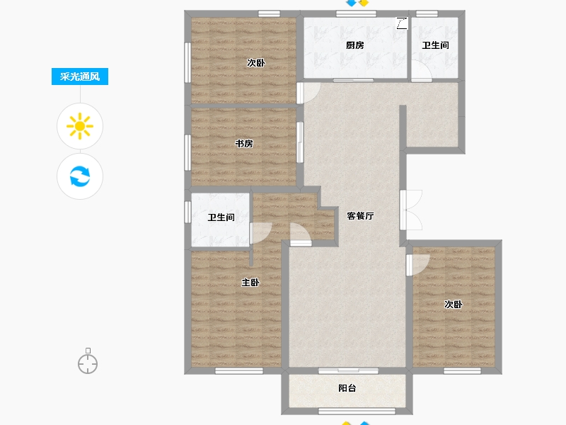 山东省-潍坊市-圣菲漫步-125.91-户型库-采光通风