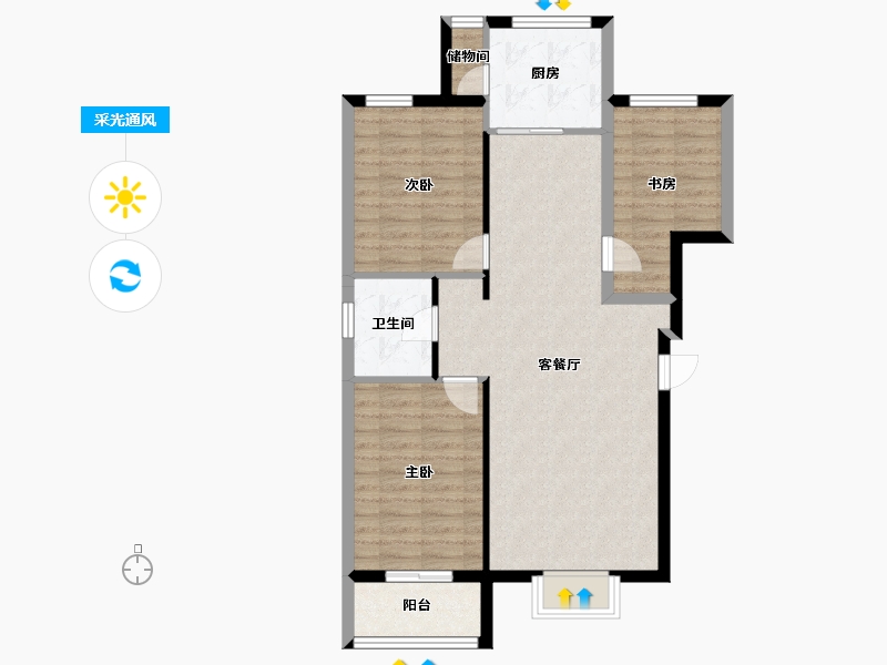 宁夏回族自治区-吴忠市-欧景名邸-83.97-户型库-采光通风