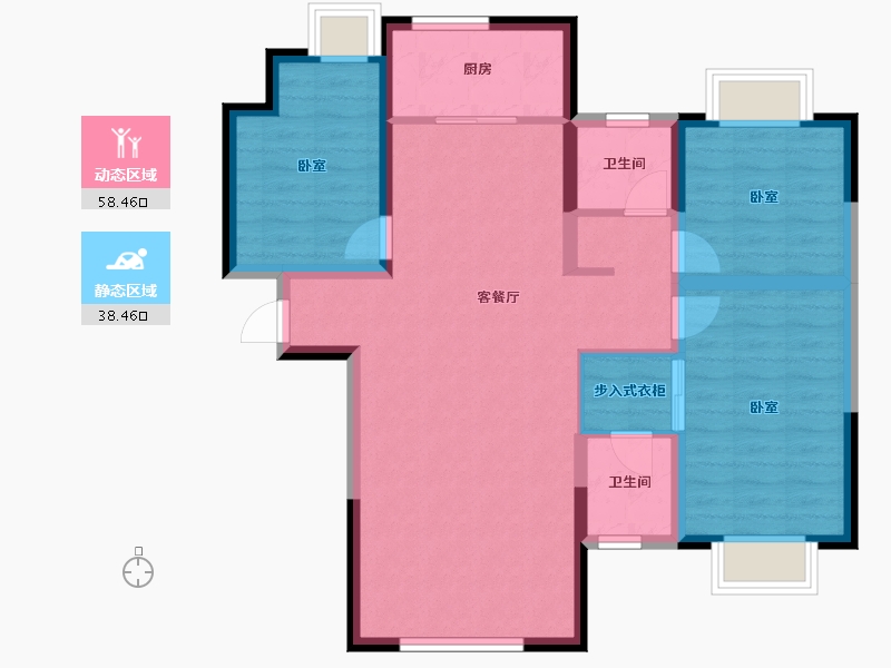 陕西省-安康市-中元北城中央-86.69-户型库-动静分区