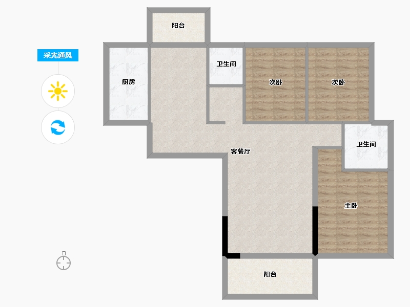 湖北省-仙桃市-蓝天新城-98.75-户型库-采光通风