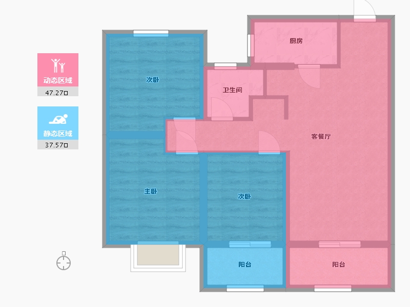 山东省-泰安市-绿地蔚蓝城-75.00-户型库-动静分区