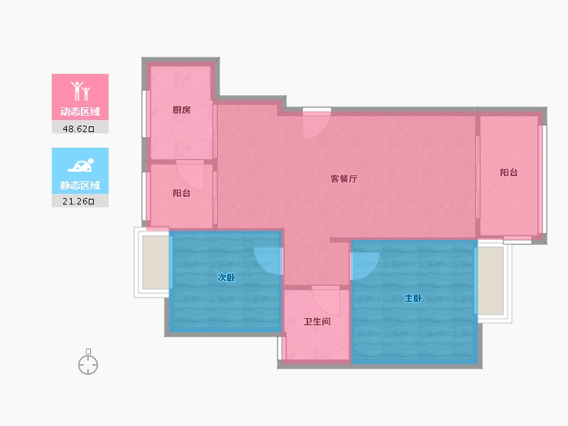 四川省-成都市-中铁金花国际城-63.70-户型库-动静分区