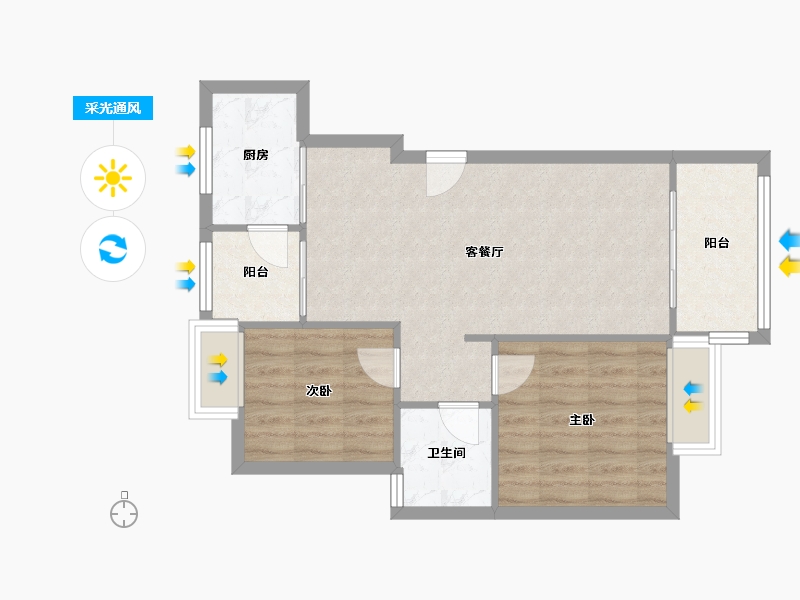 四川省-成都市-中铁金花国际城-63.70-户型库-采光通风