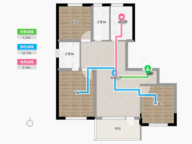 辽宁省-朝阳市-天澜璟樾-87.42-户型库-动静线