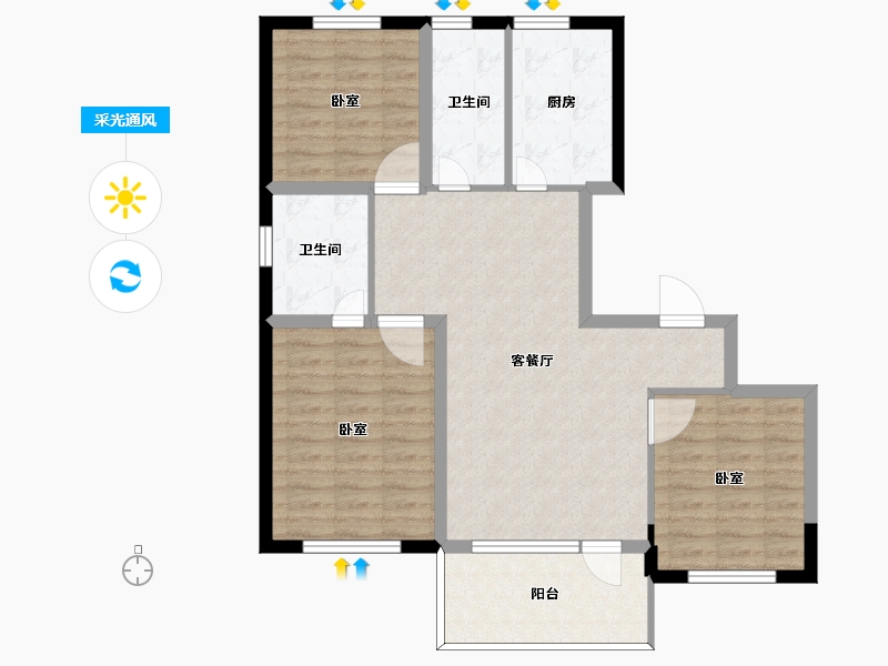 辽宁省-朝阳市-天澜璟樾-87.42-户型库-采光通风