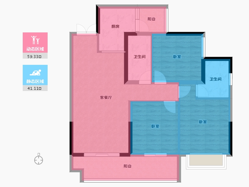 四川省-成都市-彭州市丽都府二期-89.76-户型库-动静分区