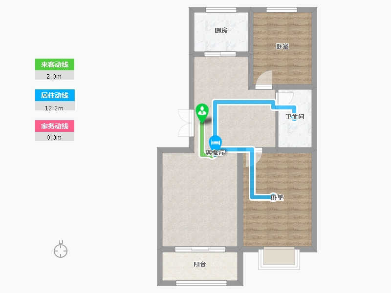 山西省-朔州市-仁景台-70.63-户型库-动静线