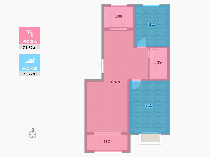 山西省-朔州市-仁景台-70.63-户型库-动静分区