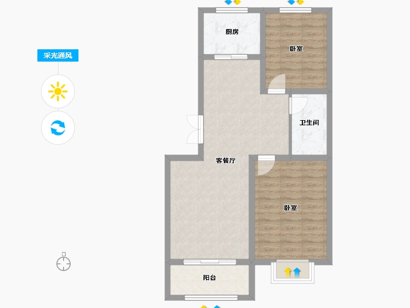 山西省-朔州市-仁景台-70.63-户型库-采光通风