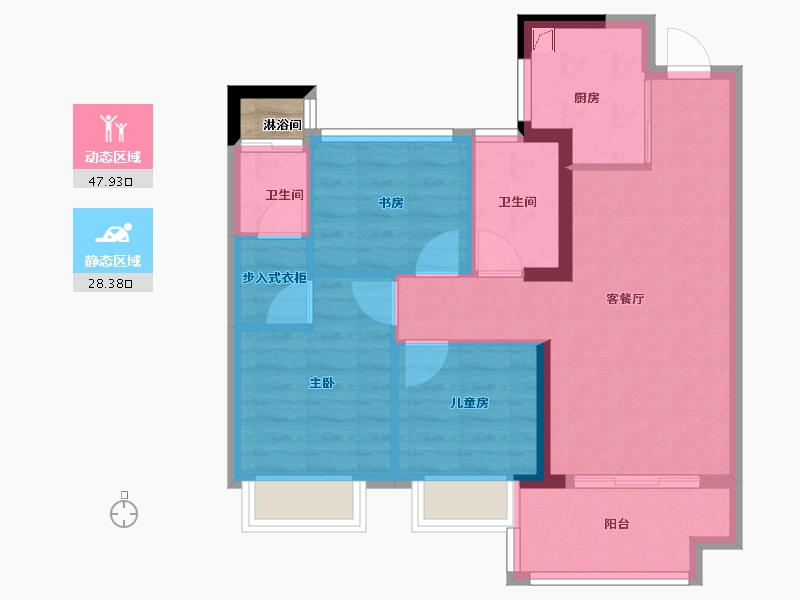 福建省-泉州市-碧桂园溪江月-69.00-户型库-动静分区