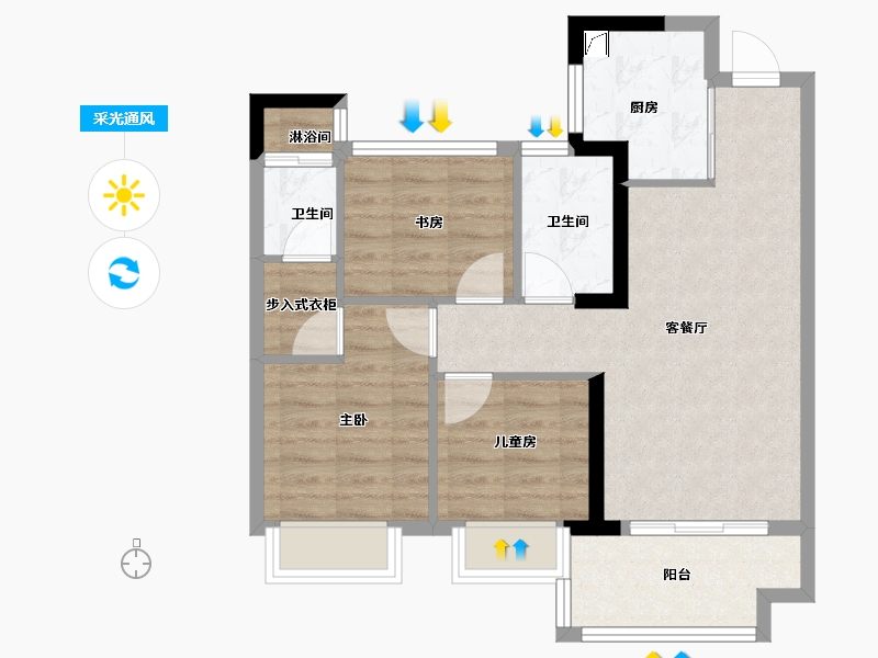 福建省-泉州市-碧桂园溪江月-69.00-户型库-采光通风