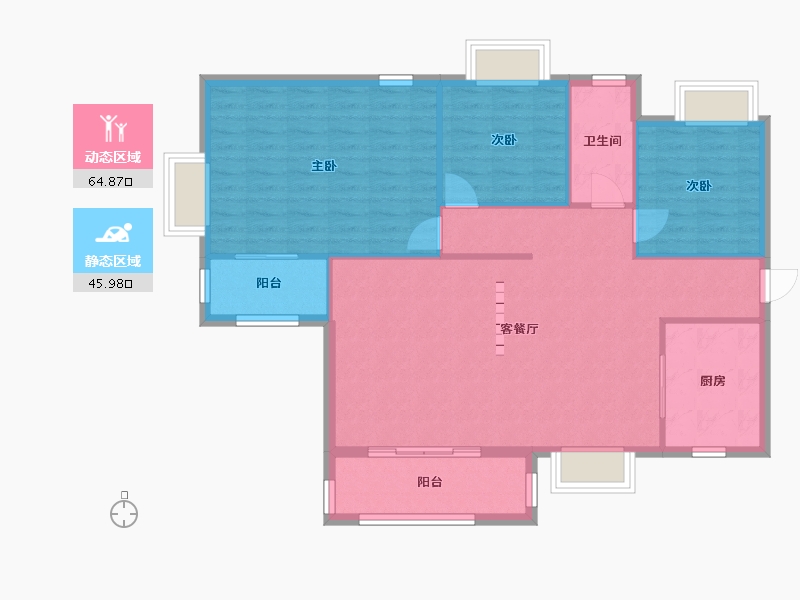 广东省-广州市-美心翠拥华庭一期-102.02-户型库-动静分区