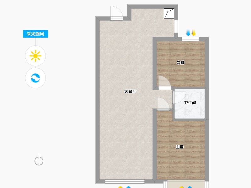 内蒙古自治区-包头市-万科公园5号-63.42-户型库-采光通风