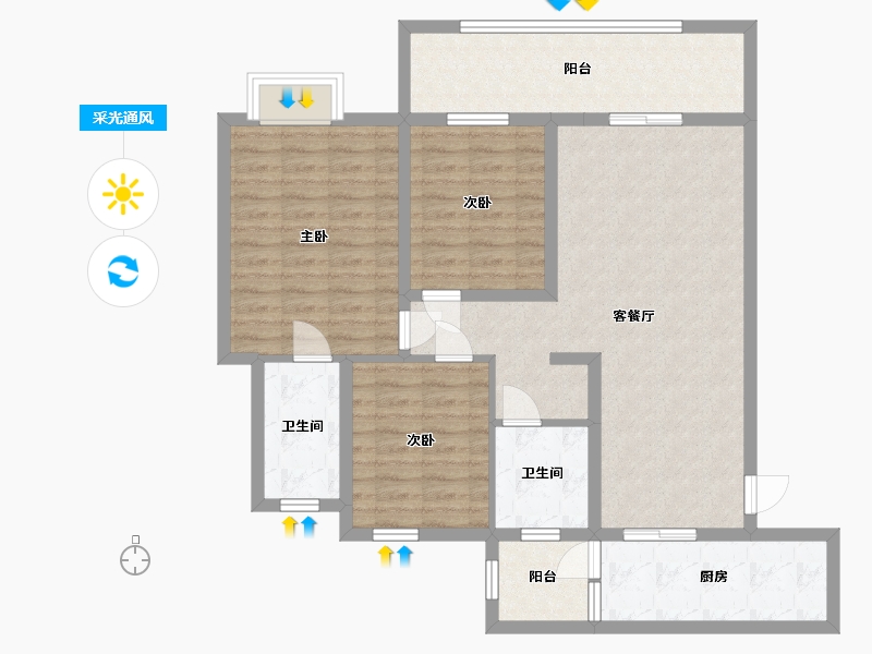 贵州省-铜仁市-万和星城C区-102.03-户型库-采光通风