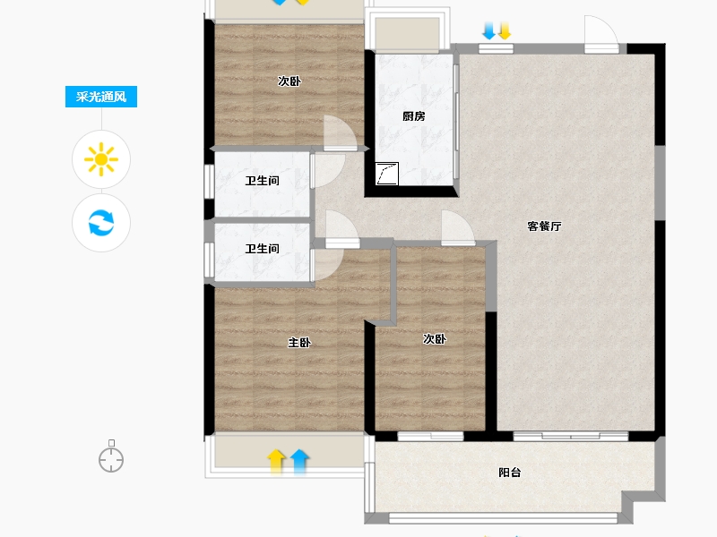 安徽省-宿州市-汴河小镇-97.48-户型库-采光通风