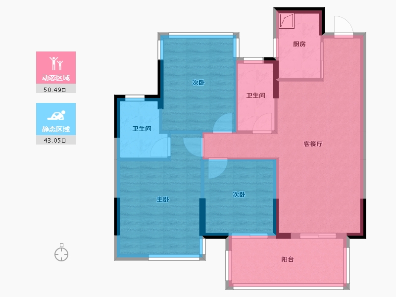 广西壮族自治区-南宁市-盛天领秀府-83.84-户型库-动静分区