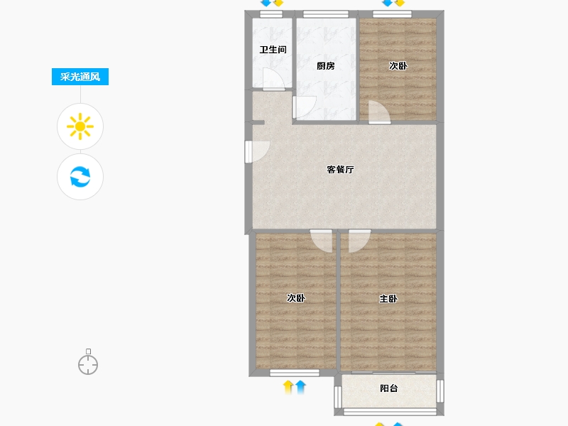 江苏省-南京市-广东路-82.77-户型库-采光通风