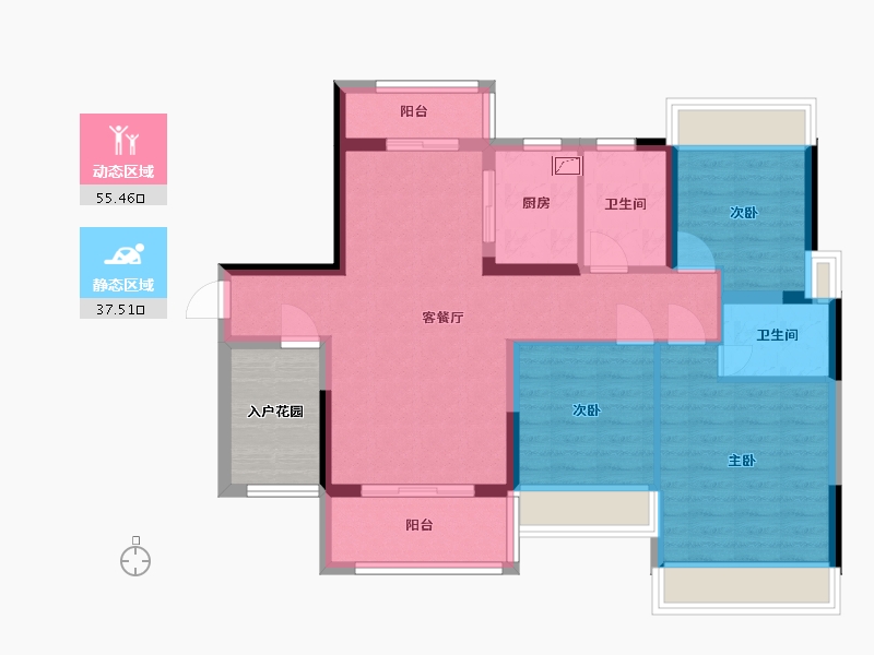 广东省-佛山市-藏珑华府-88.03-户型库-动静分区