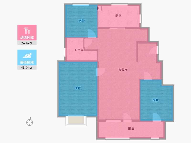 山东省-烟台市-中北金岭世嘉-107.00-户型库-动静分区