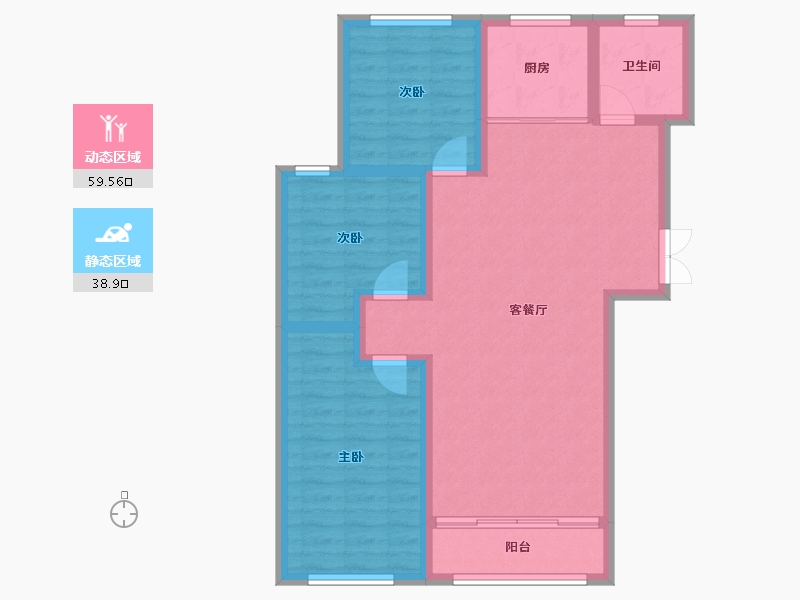 山东省-潍坊市-颐轩学府-88.64-户型库-动静分区