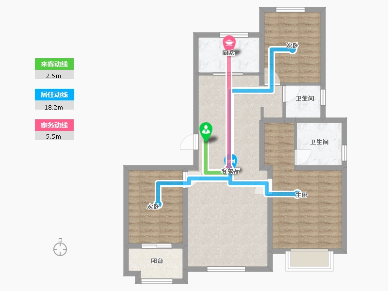 山东省-淄博市-青荷居-85.29-户型库-动静线