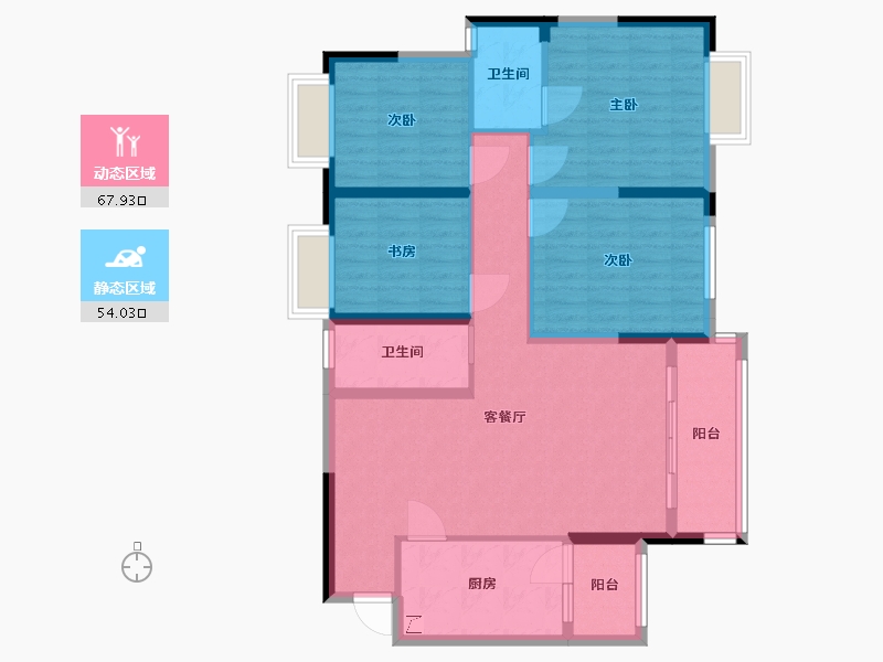 贵州省-遵义市-播州花园-109.30-户型库-动静分区