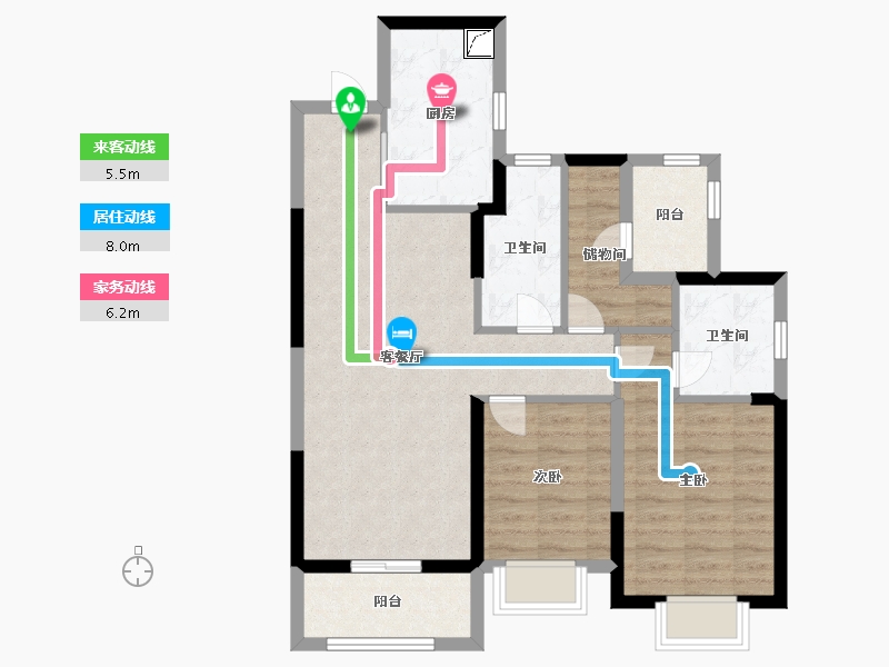 广东省-江门市-台山雅居乐微星-80.00-户型库-动静线