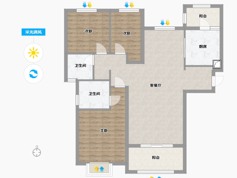 山东省-淄博市-林溪郡-103.00-户型库-采光通风