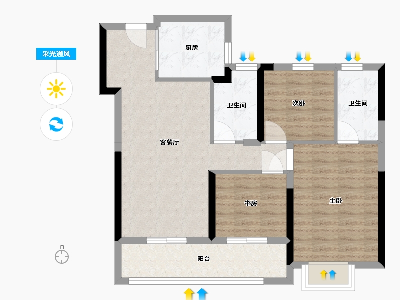 四川省-南充市-蓬安-74.88-户型库-采光通风