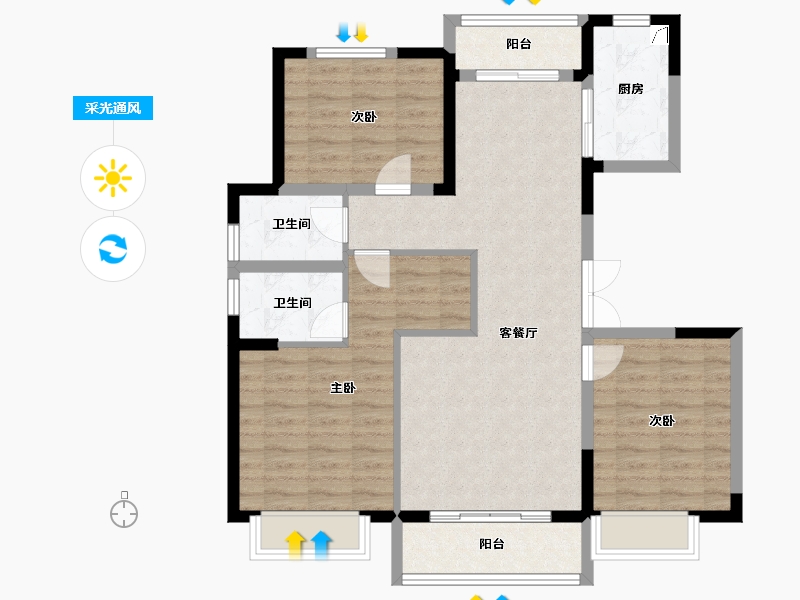 山西省-长治市-禧樾府-93.62-户型库-采光通风