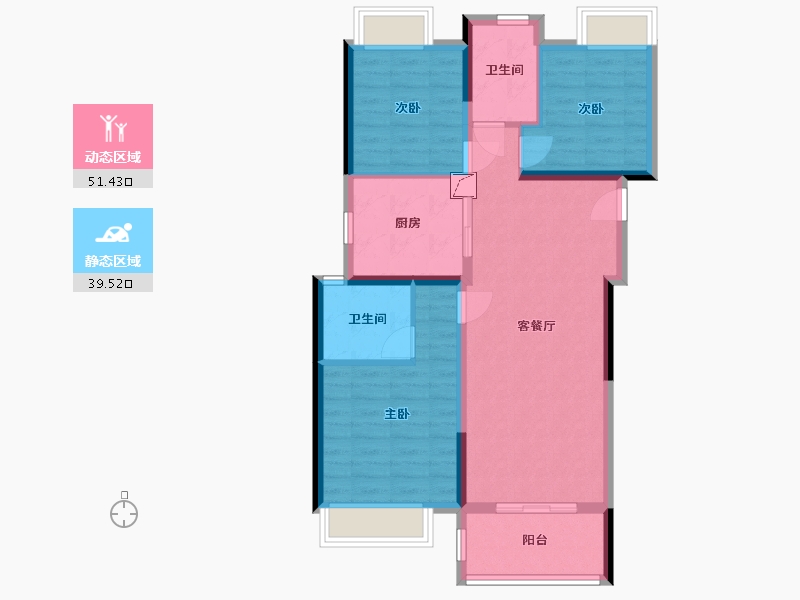 湖北省-黄石市-保利时代-81.00-户型库-动静分区