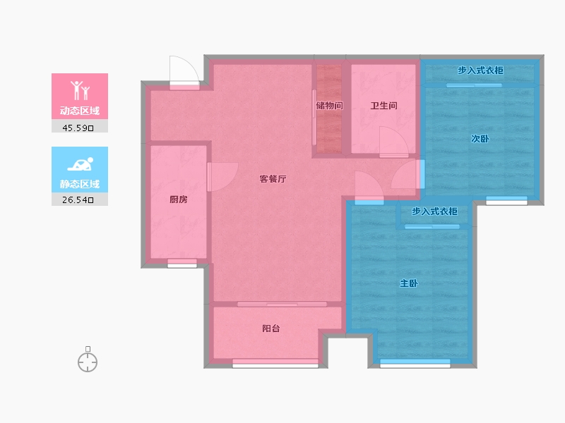 天津-天津市-盛湖园-63.79-户型库-动静分区