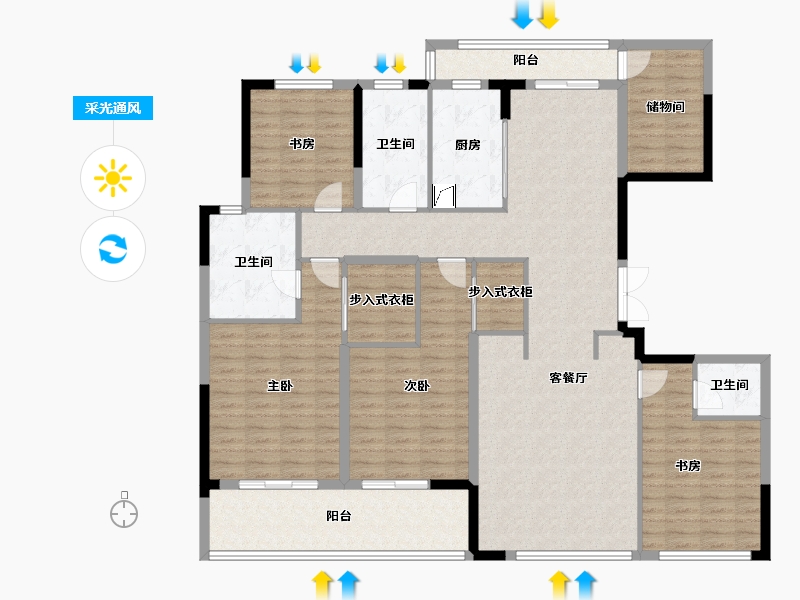 河南省-郑州市-蓝城-167.09-户型库-采光通风