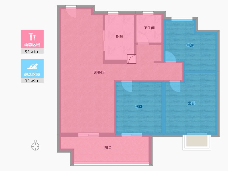 江苏省-苏州市-新城悦隽华庭-75.00-户型库-动静分区