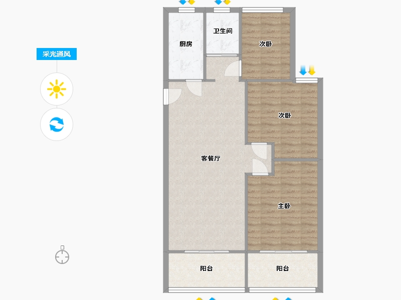 安徽省-合肥市-佳源巴黎都市-89.41-户型库-采光通风