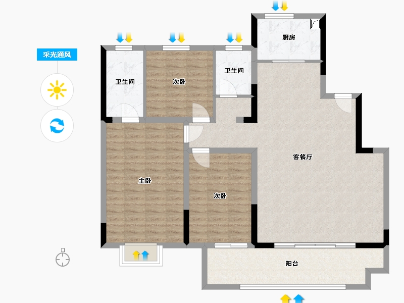 河南省-安阳市-兰庭华府-119.00-户型库-采光通风