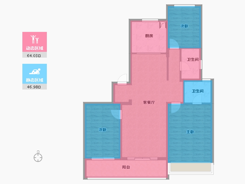 陕西省-西安市-龙湖景粼天序-99.59-户型库-动静分区