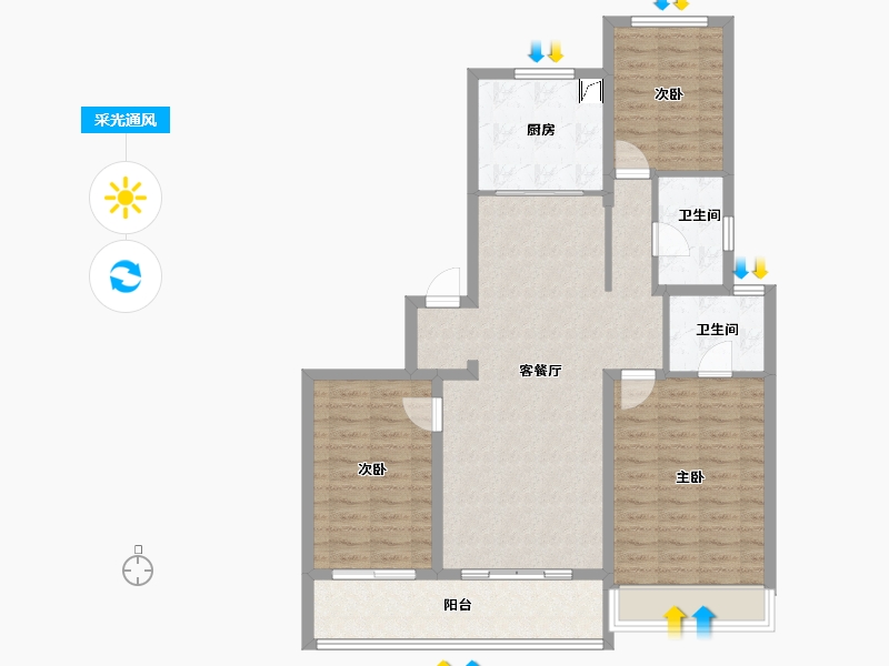 陕西省-西安市-龙湖景粼天序-99.59-户型库-采光通风