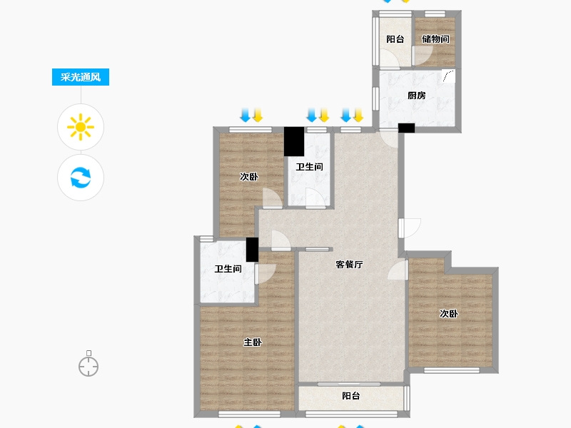 湖北省-武汉市-泛海国际芸海园-105.47-户型库-采光通风