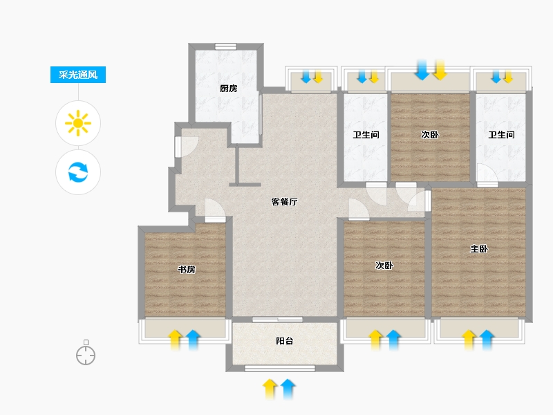 江苏省-苏州市-科技城金茂府-130.00-户型库-采光通风