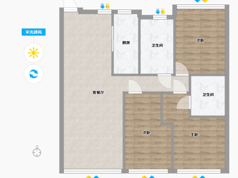 辽宁省-沈阳市-碧桂园·御长白-80.10-户型库-采光通风