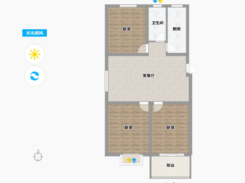 河北省-邢台市-御花园-89.22-户型库-采光通风