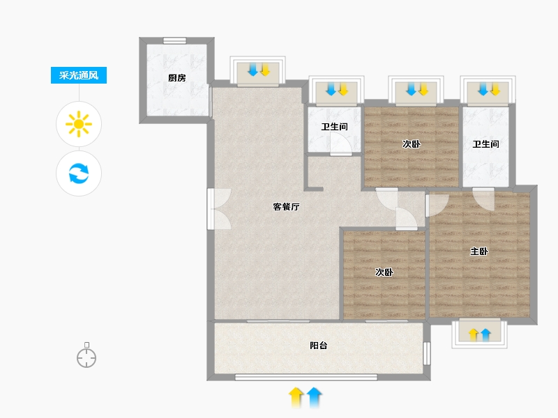 江西省-南昌市-康瑞阳光贤仕府-100.01-户型库-采光通风