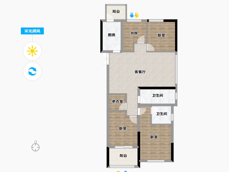 浙江省-丽水市-晶茂小区-103.03-户型库-采光通风