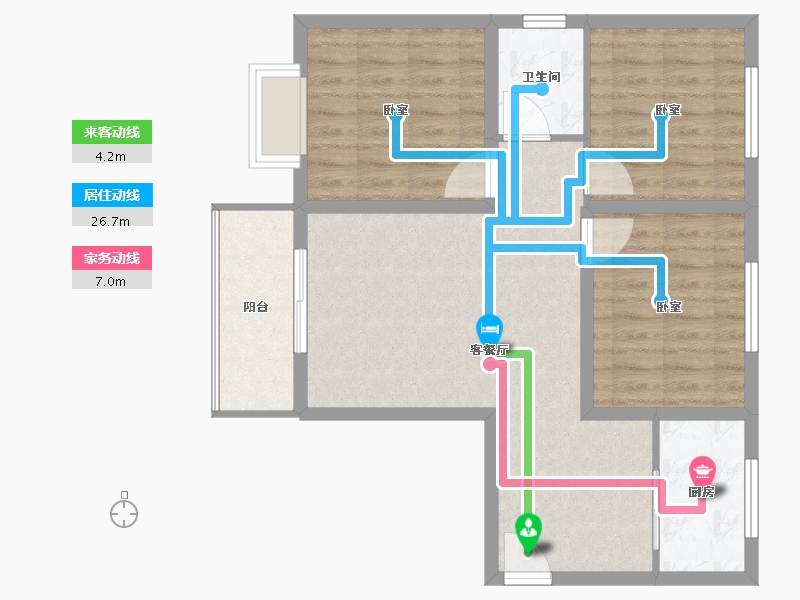 陕西省-西安市-大仁名苑-75.54-户型库-动静线